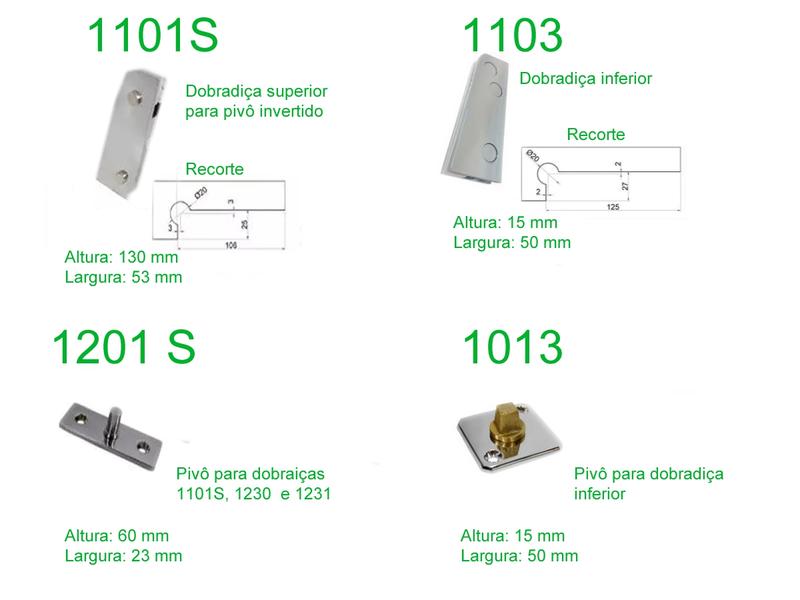 Imagem de Kit dobradiças para porta pivotante de vidro temperado blindex - opção mola