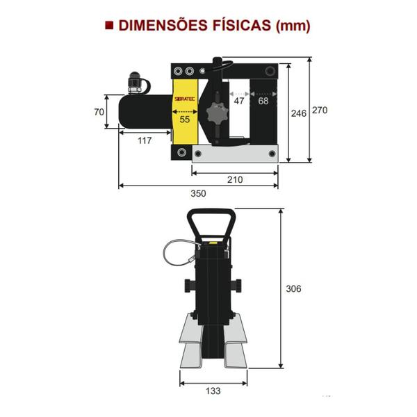 Imagem de Kit Dobrador Hidráulico Portátil CB150D  Barramento de Cobre até 150mm + Bomba Hidráulica 700Kg/cm²