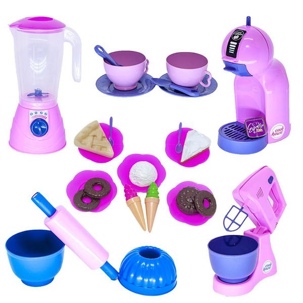 Imagem de Kit Doceria Brinquedo Menina Rosa Bolo Café Comidinhas 29pç