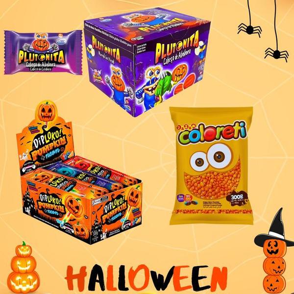 Kit Doces de Halloween 3 Tipos de Doces Clássicos p/ Festa - Arcor, Danilla, Jazam Imagem de Kit Doces de Halloween 3 Tipos de Doces Clássicos p/ Festa