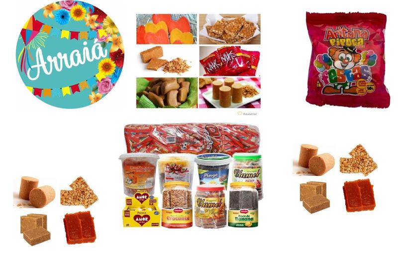 Imagem de Kit Doces Diversos Para Festa Junina 50 Pessoas + Bandeiras