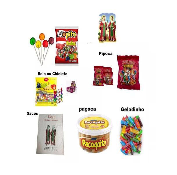 Imagem de Kit Doces Festa Cosme e Damião Simples p/ 100 pessoas