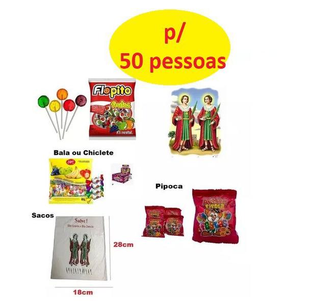 Imagem de Kit Doces Festa Cosme e Damião Simples p/ 50 Pessoas