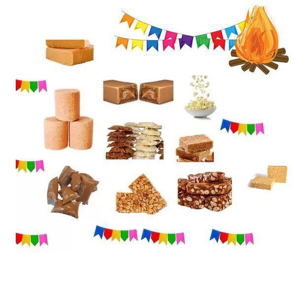 Imagem de Kit Doces para festa caipira junina 30 pessoas + Bandeirinha