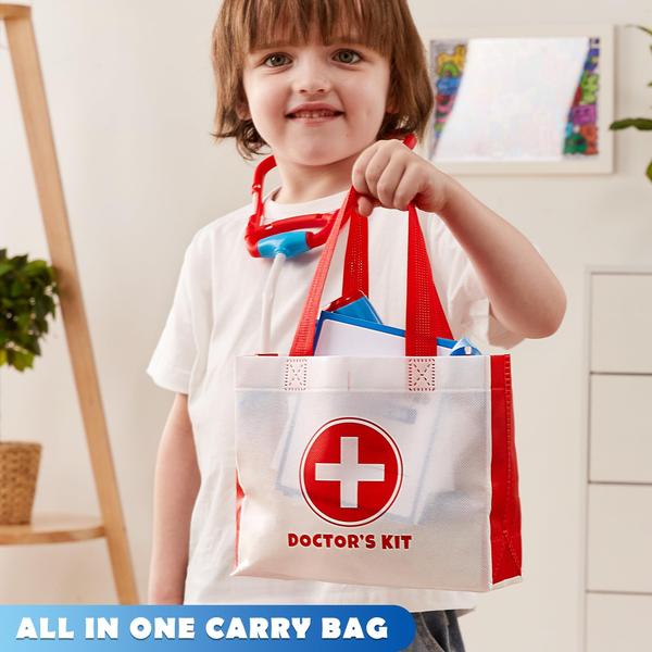 Imagem de Kit Doctor Play-Act Play-Act para crianças com bolsa de 16 peças para mais de 3 anos