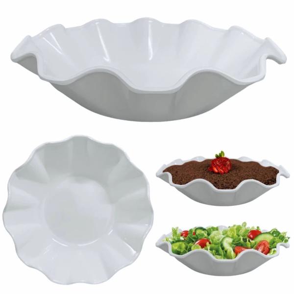 Imagem de Kit Dois Pratos 60 Cm Oval + 3 Travessas Redondas Melamina para Buffet Restaurante Profissional  Bestfer 