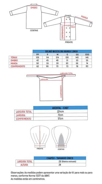Imagem de Kit Dolmã chef cozinha + Chapéu + Avental chef cozinha masculino