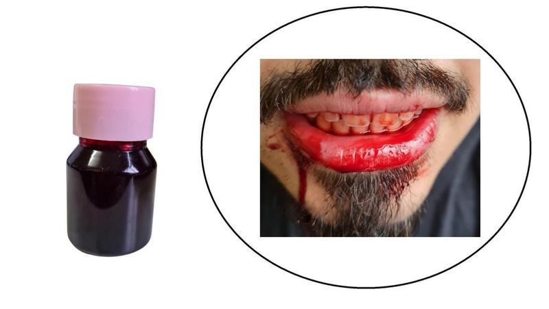 Imagem de Kit Drácula Peruca, Capa, Dentes ,Colar E Sangue Falso Festa