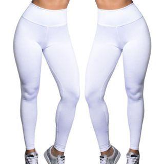 Imagem de KIT DUAS Calças LEGGINGS Brancas Suplex Feminina, Uniforme de Medicina e Enfermagem, Estética, Dentista, Medicina ou Uso Casual