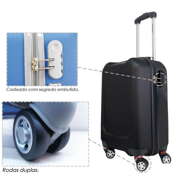 Kit Duas Malas De Bordo Rígidas 360º - Gladiador A6A7 - Preto e Rosé Imagem de Kit Duas Malas De Bordo Rígidas 360º - Gladiador A6A7 - Preto e Rosé