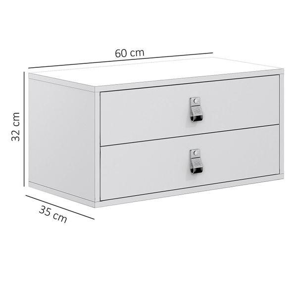 Imagem de Kit Duas Mesa de Cabeceira Unic 60cm e 2 Gavetas Cor Branco