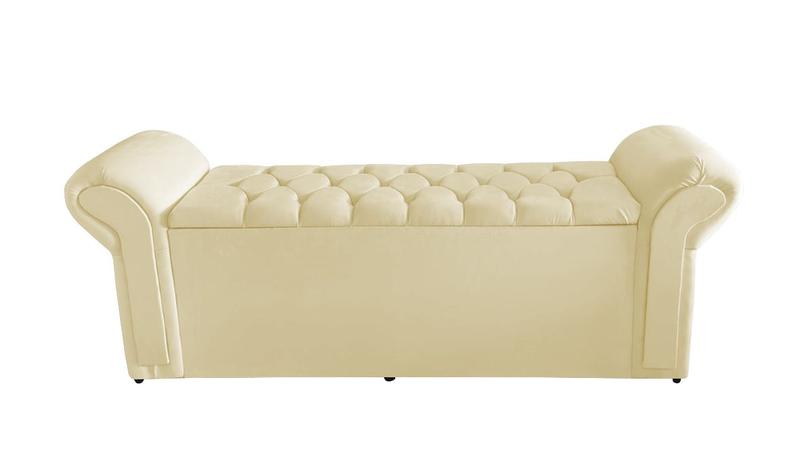 Imagem de Kit Dubaí Cabeceira De Cama Box Casal E Recamier Baú 140 cm Suede Porcelana Eli Móveis