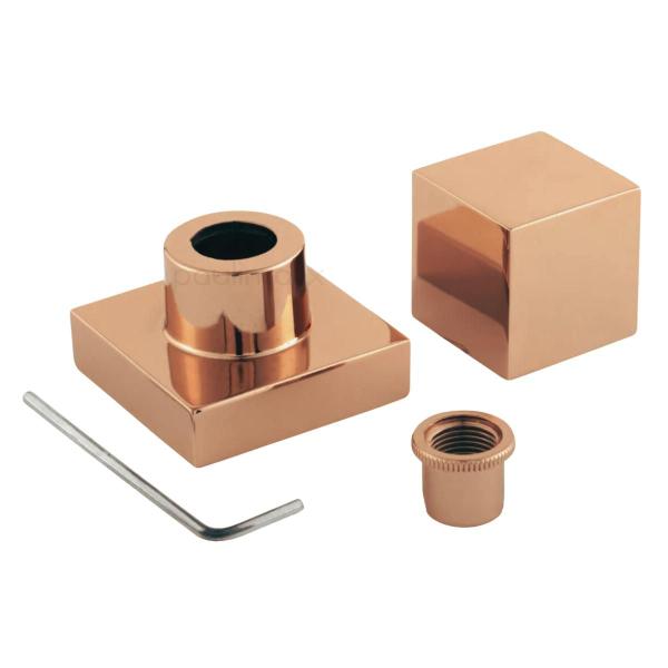 Imagem de Kit Ducha Chuveiro Slim Gás Solar com Desviador 20x20 Rose Gold + Acabamento quadrado para Registro padrão base DECA Metal Premium PMX