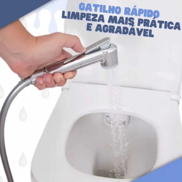 Imagem de Kit Ducha Higiênica Chuveirinho 1m Cromado Vaso Banheiro