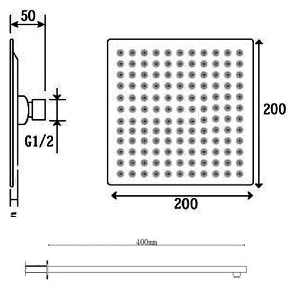 Imagem de Kit Ducha Quadrada Cromada Inox 20x20 Parede Padrão Deca