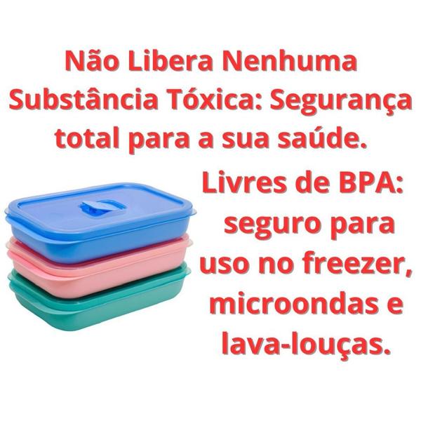 Imagem de kit Dup 3 Potes Herméticos Microondas com Tampa Válvula Tapuer 500ml cada  Descrição:  O Kit Potes Microondas é a soluçã