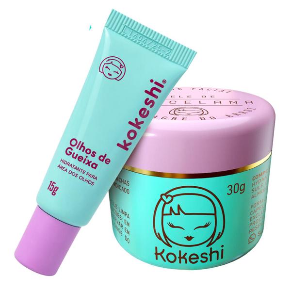 Kit Dupla Renovadores Faciais Kokeshi Pele Porcelana Olhos Gueixa Kit Dupla Renovadores Faciais Kokeshi Pele Porcelana Olhos Gueixa