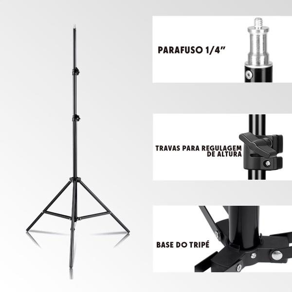 Imagem de Kit Duplo Softbox Quádruplo com Lâmpadas de LED Bivolt e Tripés 2M T-Photo