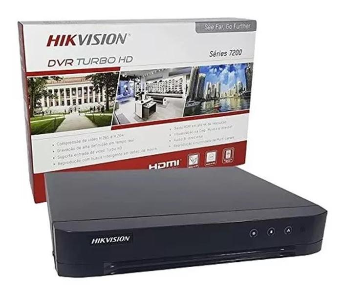 Imagem de Kit Dvr 4 Canais Hikvision Full Hd + Cabo + fonte + Conectores para 4 Câmeras