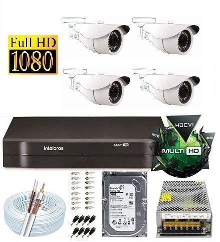 Imagem de Kit Dvr 4 Canais Intelbras 4 Câmeras 2 Mega Full Hd + Hd 1tb