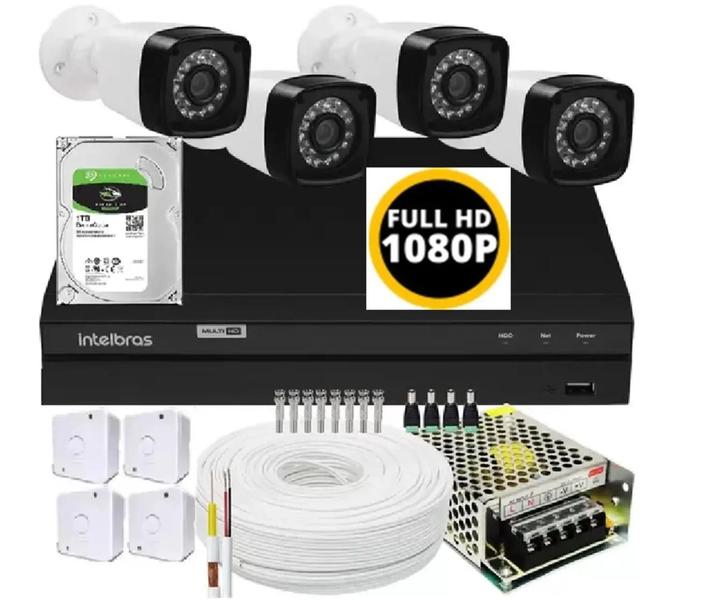 Imagem de Kit dvr Intelbras 8 canais  1TB 4 câmeras Full HD 20m