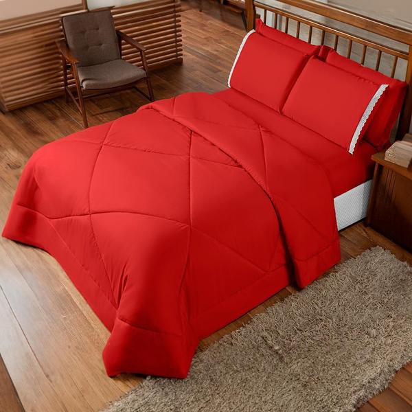 Kit Edredom Casal Queen Dupla Face 06 Peças Com Jogo de Cama Lençol com Elastico Fronhas P... Kit Edredom Casal Queen Dupla Face 06 Peças Com Jogo de Cama Lençol com Elastico Fronhas P...