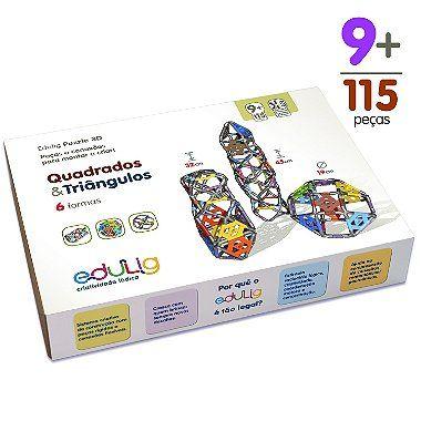 Imagem de Kit Edulig geométrico Puzzle 3D Quadrados e Triângulos - 6 sugestões de montagem - 115 peças e conexões