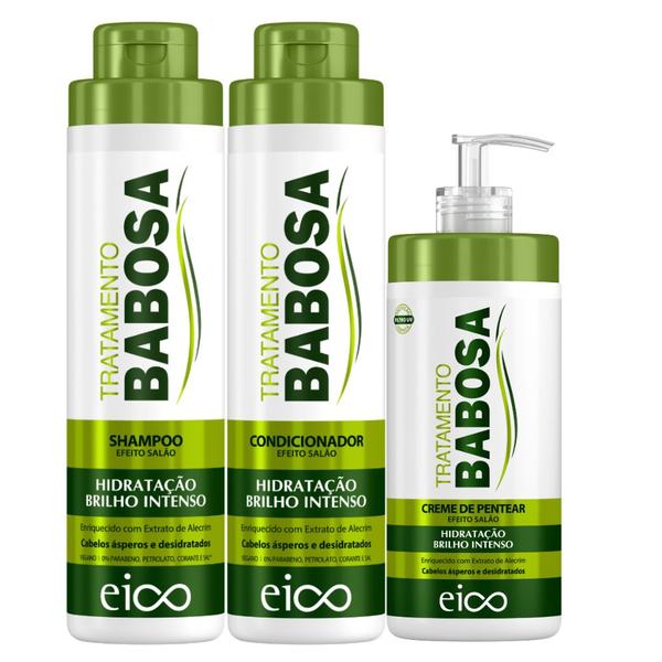 Imagem de Kit Eico Tratamento Babosa Shampoo e Condicionador 800ml + Creme de Pentear Proteção Térmica 600ml