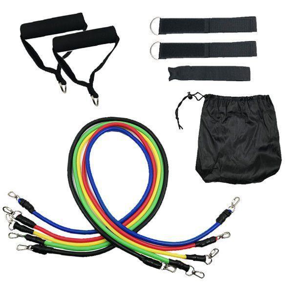 Imagem de Kit Elástico 11 Peças + Extensor Pedal Situp Fitness Pilates Original