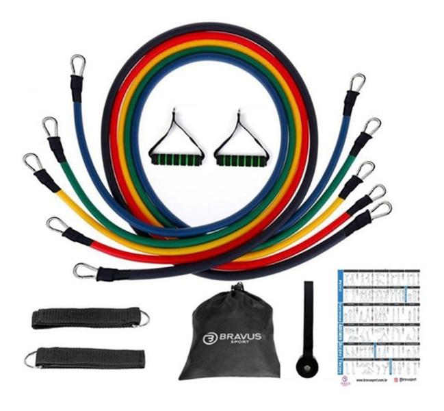 Kit Elástico Extensor 11 Peças Exercício Funcional Tubing 2021 - SLU FITNESS Imagem de Kit Elástico Extensor 11 Peças Exercício Funcional Tubing 2021