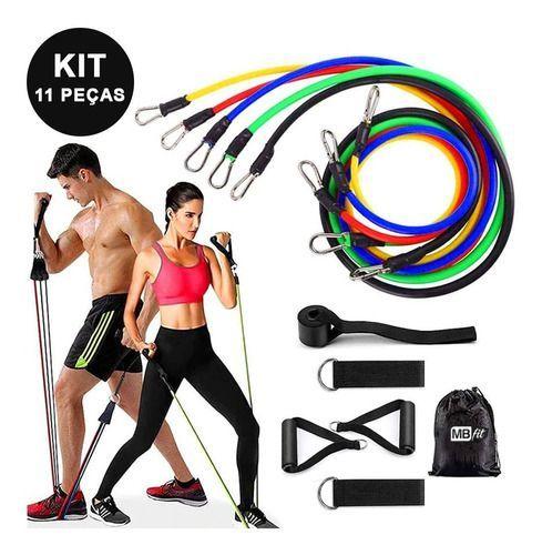 Imagem de Kit Elástico Extensor Para Braços Power Tube MBFIT 11 Peças