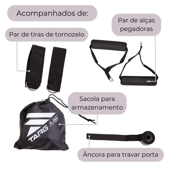 Imagem de Kit Elástico Extensor Para Treino Exercícios Academia Malhar Musculação Ginastica Targ Me