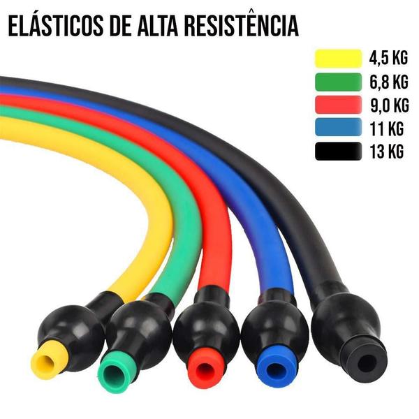 Imagem de Kit Elástico Extensor Tubing Pro 11 Peças Bravus Sport