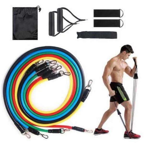 Imagem de Kit Elástico Para Treino Exercícios Malhar Musculação Em Casa Fortalecimento Muscular