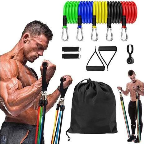 Imagem de Kit Elástico Para Treino Exercícios Malhar Musculação