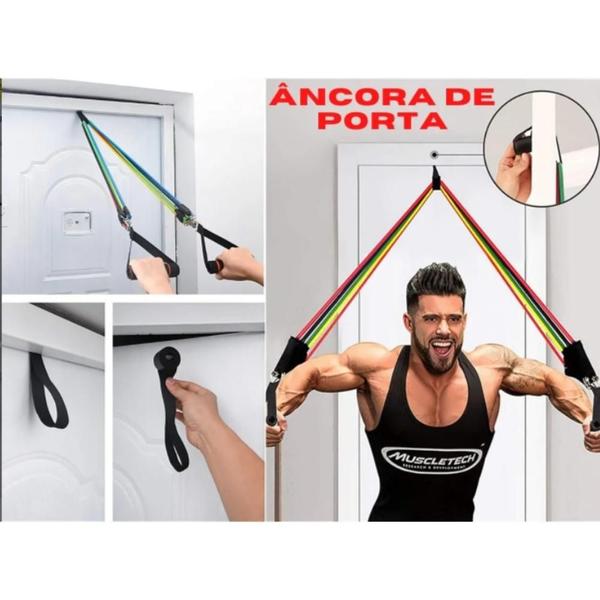 Imagem de Kit Elásticos 11 Itens Funcional Pilates Yoga Musculação