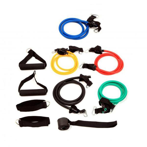 Imagem de Kit Elasticos Fitness Funcional Tubing Treino Extensores