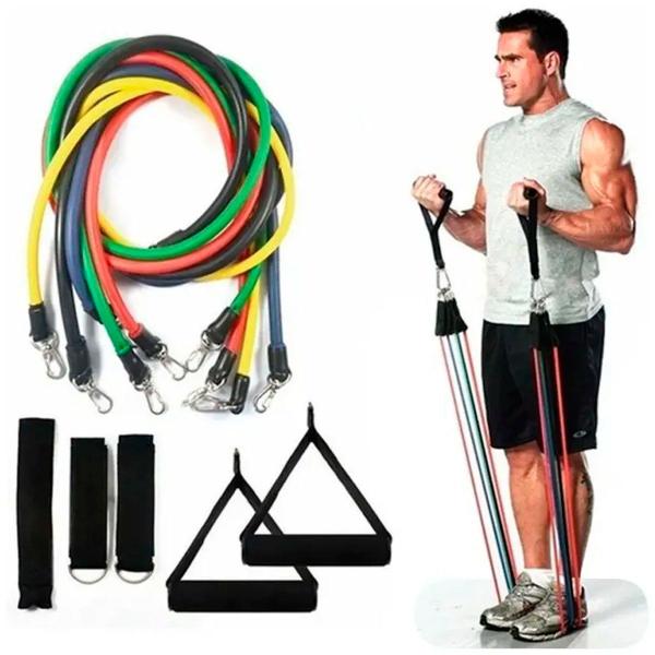 Imagem de Kit Elásticos P/ Exercícios Multi Tarefas Resistente Fitness