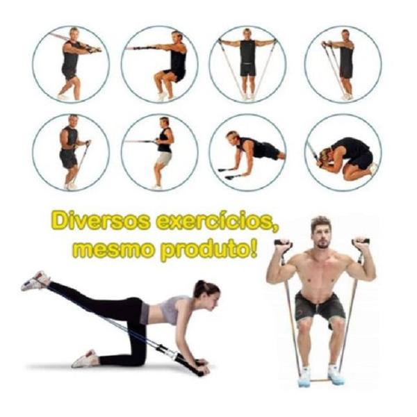 Imagem de Kit Elasticos Tubing Exercícios 11 Peças Pilates Funcional