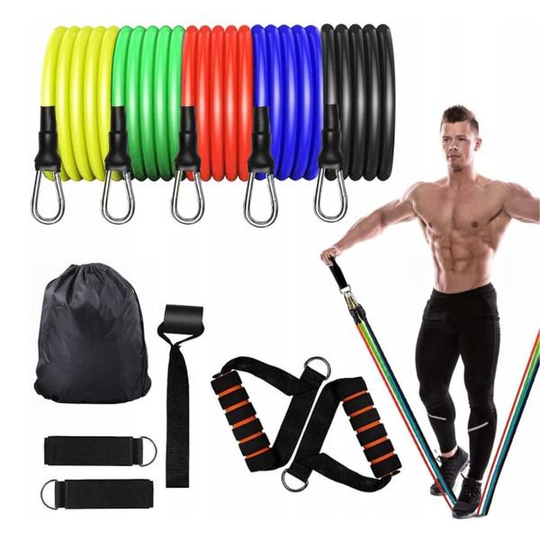 Imagem de Kit Elasticos Tubing Exercicios Extensores Funcional Fitness