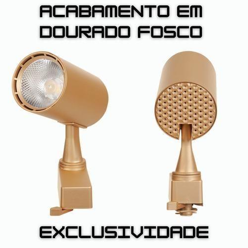 Imagem de Kit Eletrificado Trilhos 1M + 3 Spots Led 7W Dourado Fosco