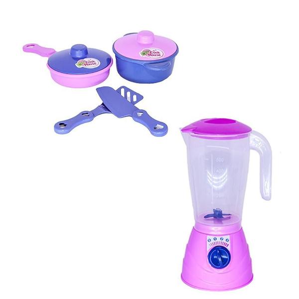 Imagem de Kit Eletro Menina Brinquedo Cafeteria Batedeira Cozinha 17Pç