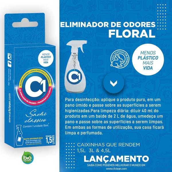 Imagem de Kit Eliminador De Odores Floral 5 Sachês De Limpeza Perfumada Rende 7,5L