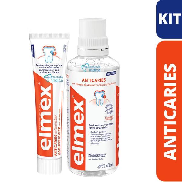 Imagem de Kit Elmex Anticarie  Enxaguatório + Creme dental