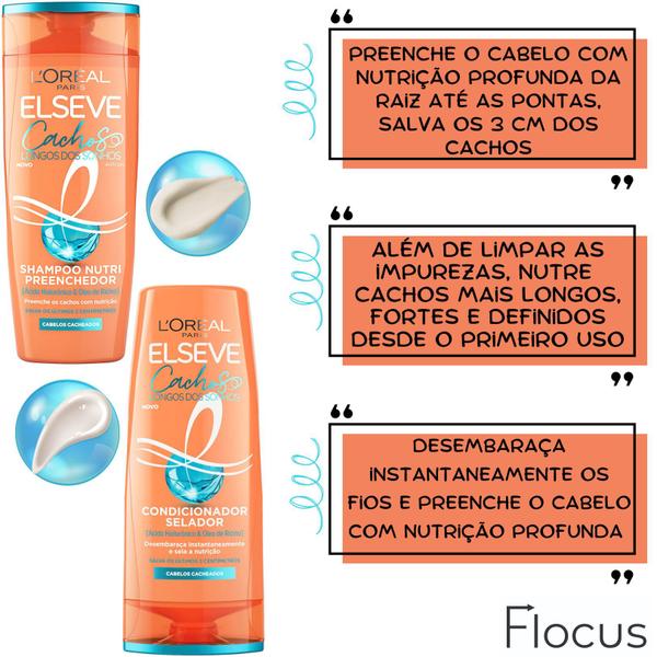 Imagem de Kit Elseve Cachos Longos dos Sonhos Shampoo Condicionador 400 ML Loreal Paris Pentear Salva 3 cm