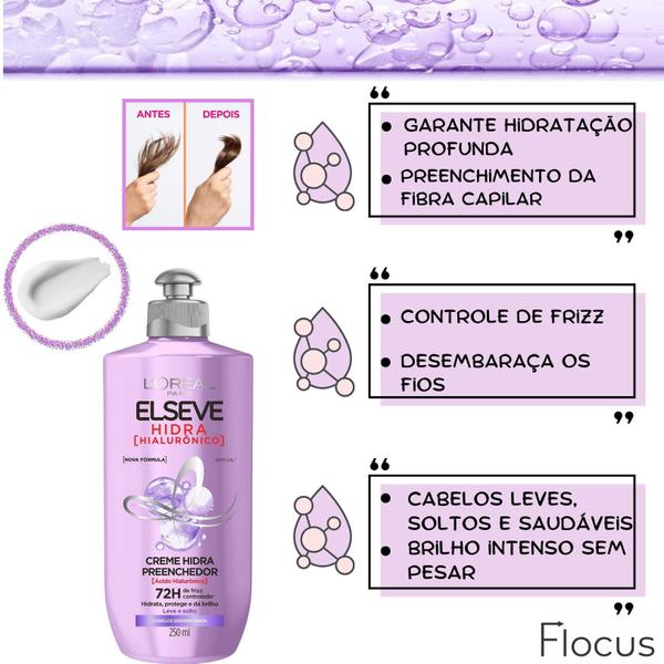 Imagem de Kit Elseve Hidra Hialurônico Creme Loreal Paris Pentear Nutr