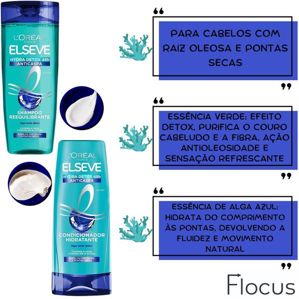 Imagem de Kit Elseve Hydra Detox Anticaspa 48H Shampoo Condicionador