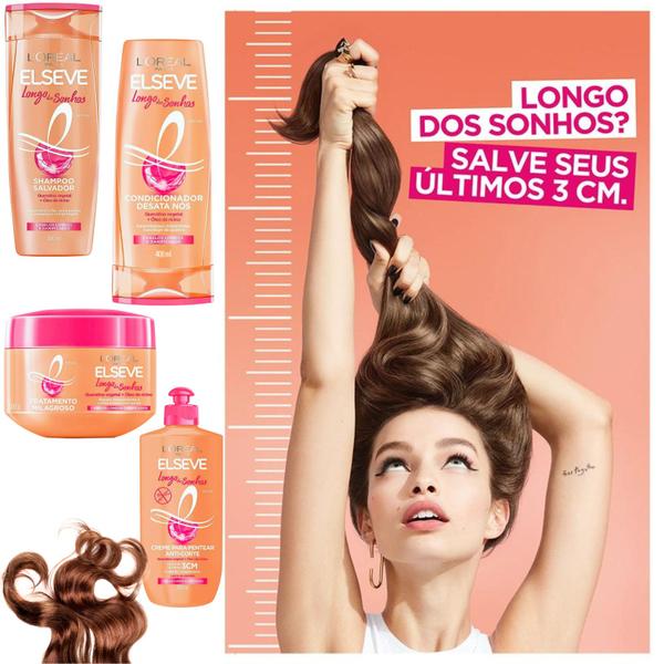 Imagem de Kit Elseve Longos dos Sonhos Creme Shampoo + Condicionador Loreal Paris 400 ml Cabelos Compridos