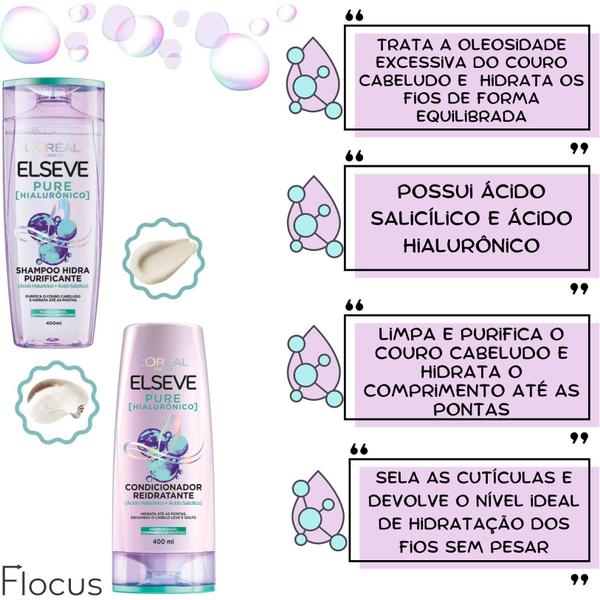 Imagem de Kit Elseve Pure Hialurônico Shampoo Micelar Antioleosidade