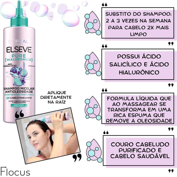 Imagem de Kit Elseve Pure Hialurônico Shampoo Micelar Antioleosidade